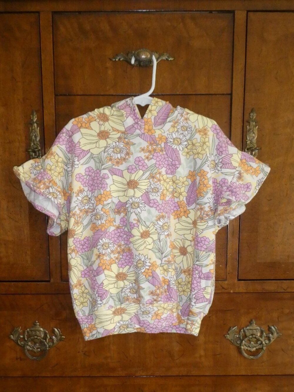 4/$20 Jessica Simpson Girls Flower Short Sleeve Hoodie Top Size 7/8